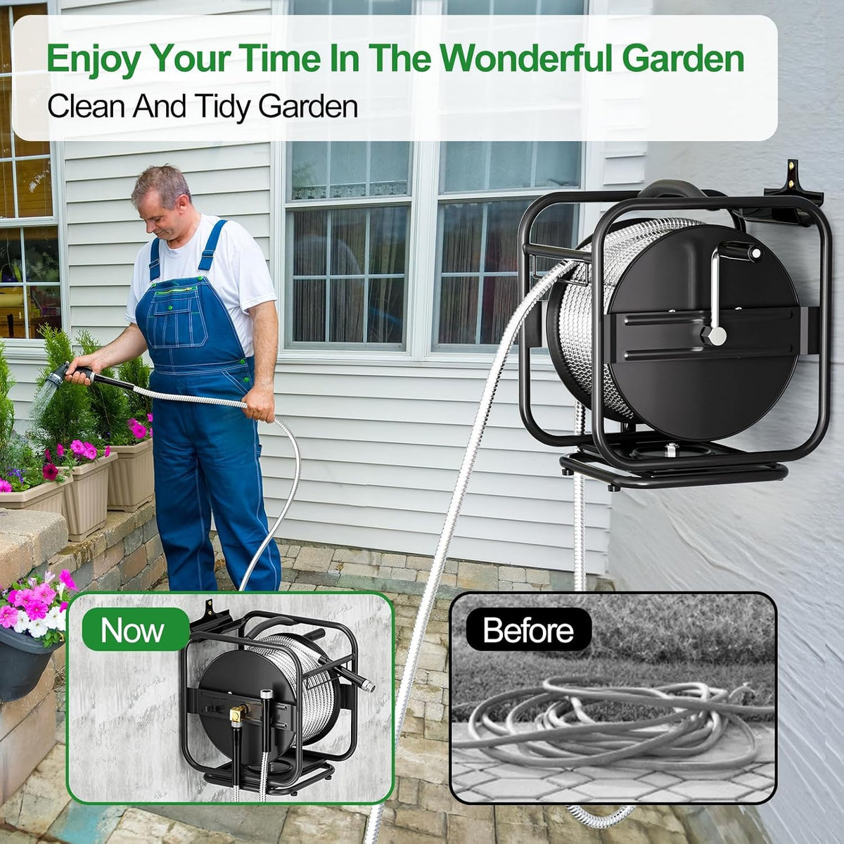 Garden Hose Reel With 100Ft Metal Water Pipe H17600