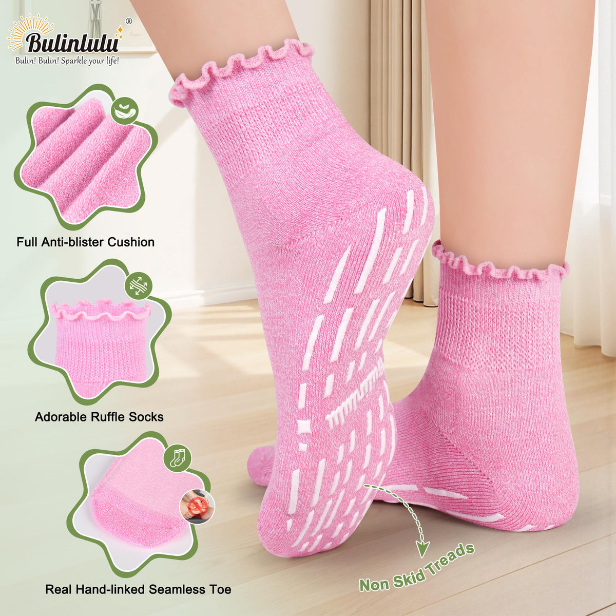 Non Slip Diabetic Socks for Women 6 Pairs Size 9-11 J7274