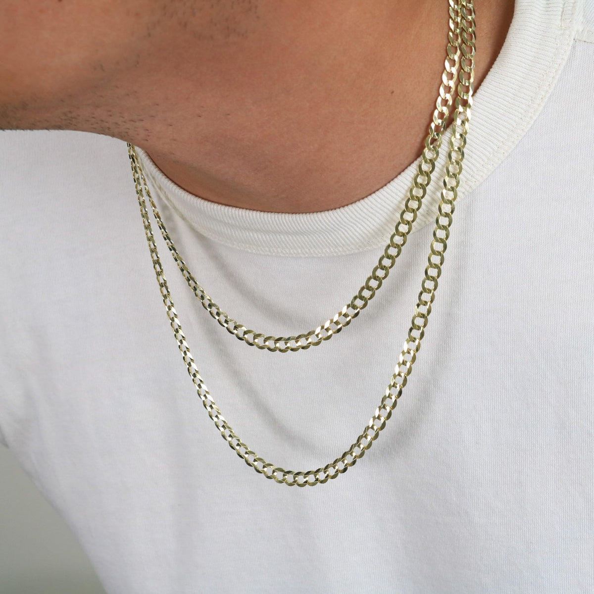 10k Yellow Gold Cuban Curb Link Chain Necklace F2725