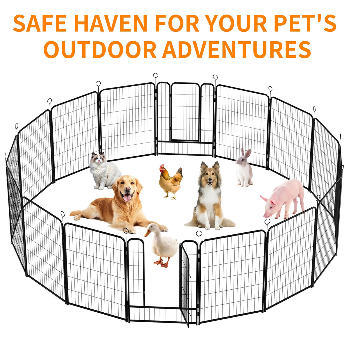 16-Panel Heavy-Duty Metal Dog Playpen F437