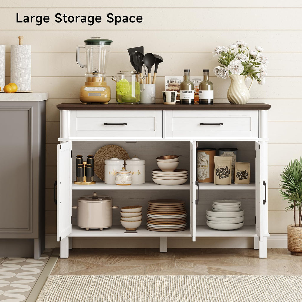48 Inch Off White Buffet Cabinet with Storage B217945