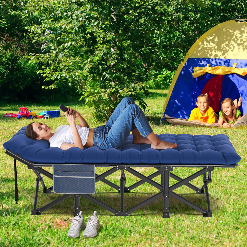 Oversized XXL Folding Camping Cot with Mattress and Pillow A654346