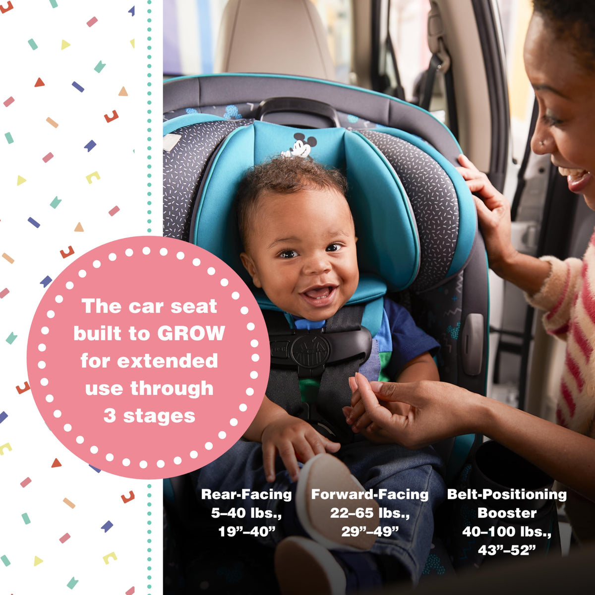 Convertible Car Seat, Rear Facing 5-40 pounds, Forward Facing 30-65 pounds, Booster 40-100 lbs Q45060