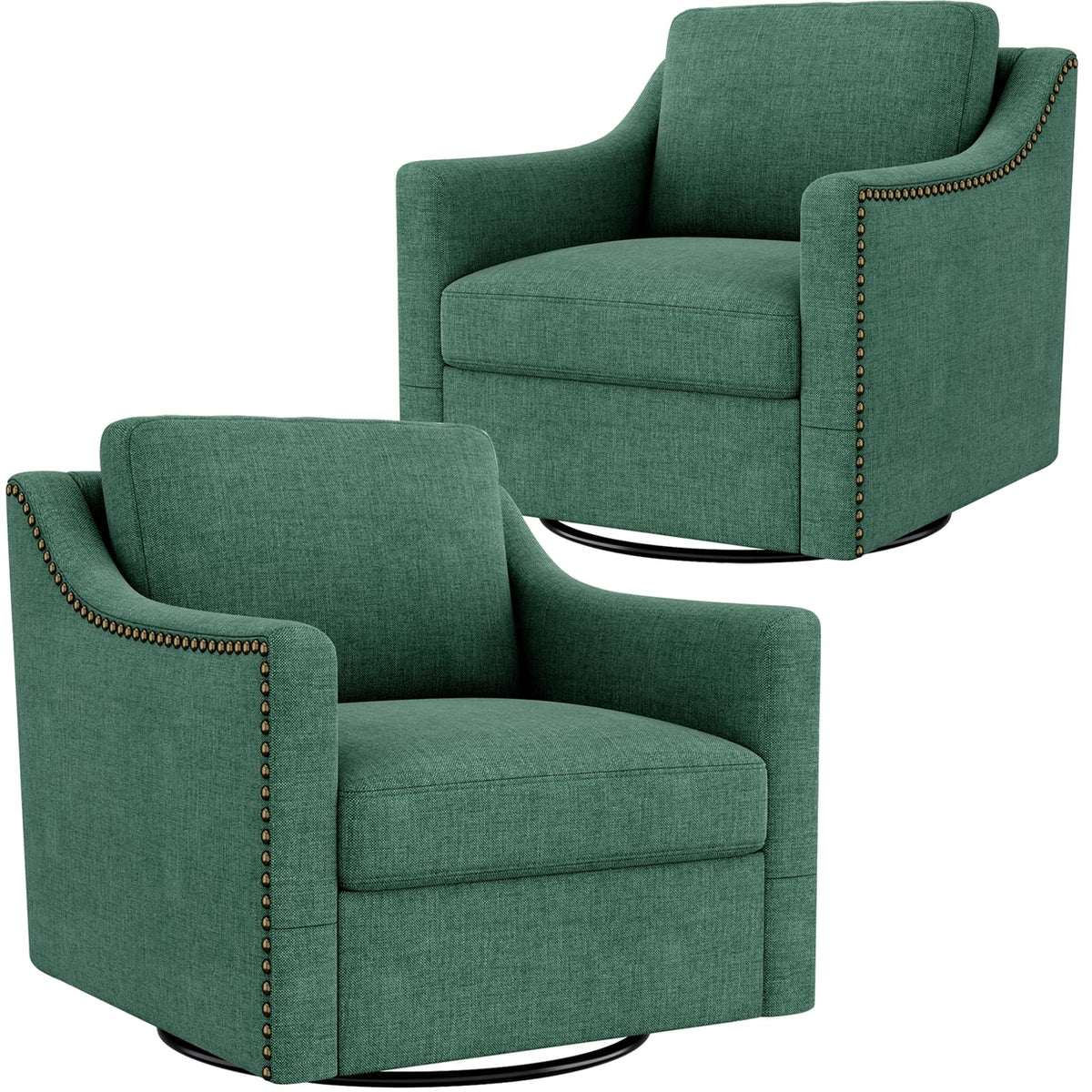 Swivel Accent Chair Set of 2 Green Armchair P958