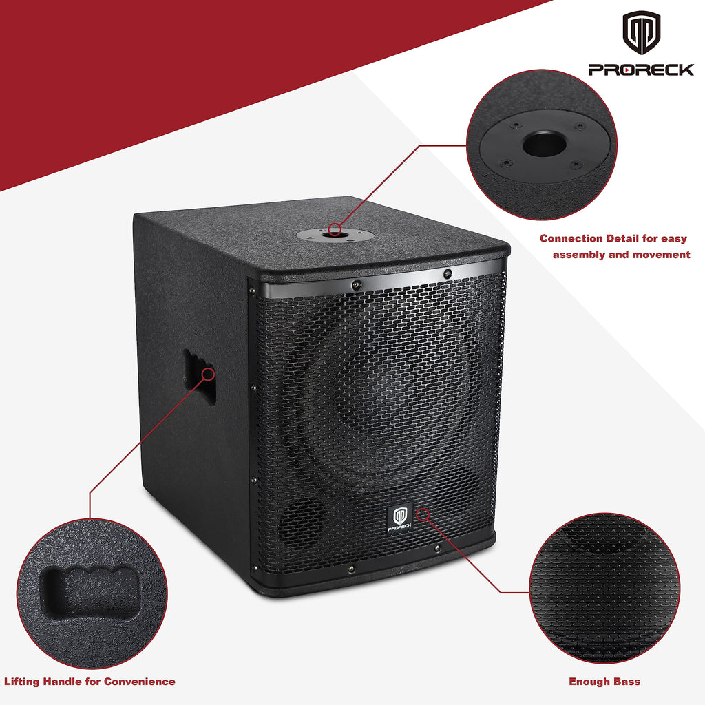 Powered 15 inch PA DJ Subwoofer with Class-D Amplifier, Black M617594