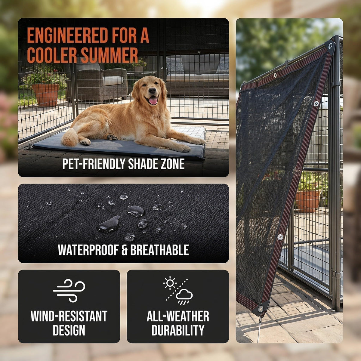 Outdoor Dog Kennel Cover 95% Shade Cloth Waterproof 10x10ft B460352
